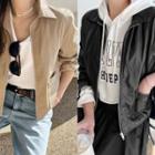 Dual-pocket Faux Leather Zip Jacket