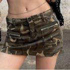 Low Waist Camouflage Mini Skirt