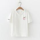 Peach Embroidery T-shirt