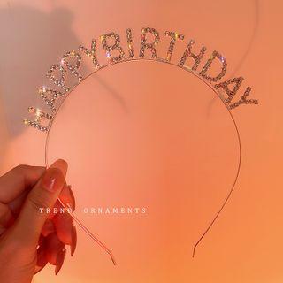 Lettering Rhinestone Alloy Headband