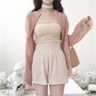 Long-sleeve Ruffled Chiffon Cardigan