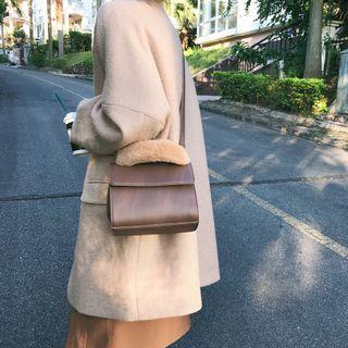 Furry Top Handle Flap Crossbody Bag Y399 - Brown - One Size