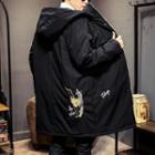 Crane Embroidered Hooded Parka