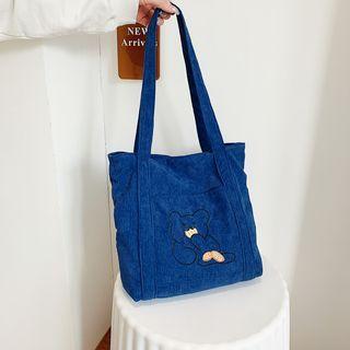 Bear Corduroy Tote Bag