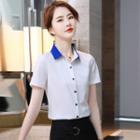 Short-sleeve Shirt / Buckled Pencil Skirt