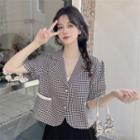 Short-sleeve Houndstooth Single-breasted Jacket