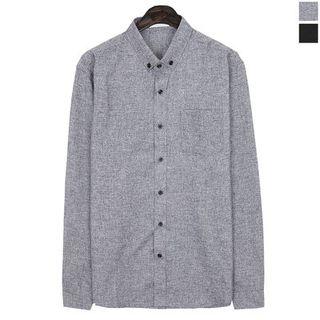 Big-size (l~xxxxl) Long-sleeve Contrast-button Shirt