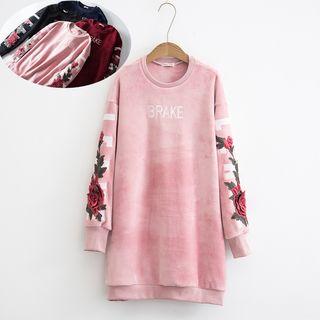 Letter Floral Panel Long-sleeve Sweatshirt