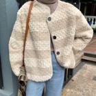 Long Sleeve Fleece Striped Cardigan