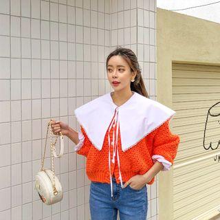 Faux-pearl Button Chunky Cardigan