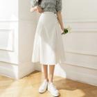 Shirred Rhinestone Midi A-line Skirt