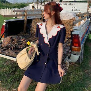 Double-breasted Sailor-collar Mini Dress