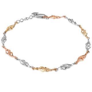 14k Italian Tri-color Yellow, Rose And White Gold Infinity Love Swirl Twist Segment Bracelet (6.5)
