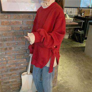 Plain Loose-fit Pullover / Frilled Bell-sleeve Blouse