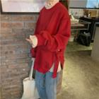 Plain Loose-fit Pullover / Frilled Bell-sleeve Blouse