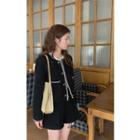 Set: Button-up Jacket + High-waist Wide-leg Shorts