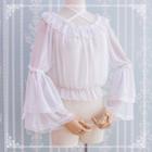 Long-sleeve Lace Ruffle Chiffon Blouse