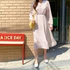 Lace-collar Floral Print Dress Ivory - One Size