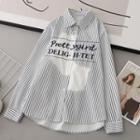Lettering Striped Shirt Striped - Black & White - One Size