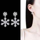 Rhinestone Snowflake Dangle Earring 1 Pair - Sterling Silver Stud - Silver - One Size