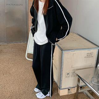 Contrast Lining Zip Jacket / Sweatpants