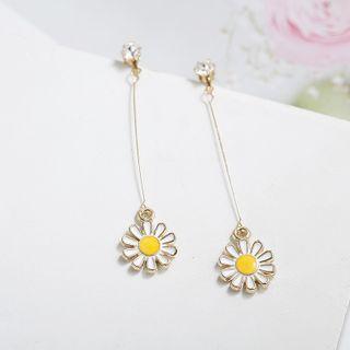 Flower Alloy Dangle Earring 1 Pair - Yellow & White - One Size
