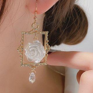 Rose Frame Faux Crystal Alloy Dangle Earring