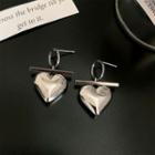 Heart Alloy Dangle Earring 1 Pair - Earrings - Silver Pin - Dangle - Love Heart - Silver - One Size