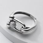 Rhinestone Sterling Silver Ring 1 Piece - S925 Silver - Silver - One Size
