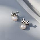 Faux Pearl Drop Earring 1 Pair - White Faux Pearl - Black & White - One Size