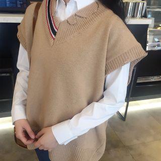 Asymmetric V-neck Knit Vest
