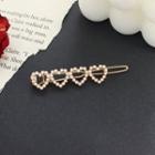 Heart Faux Pearl Hair Clip 1 Pc - Gold - One Size