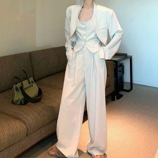 Cropped Blazer / Vest / Wide-leg Pants
