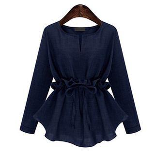 Frilled Drawstring Waist Blouse
