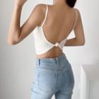 Plain Open Back Twist Crop Camisole Top