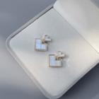 Heart Drop Earring 1 Pair - White Heart - Gold - One Size