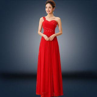 One-shoulder Sheath Evening Gown