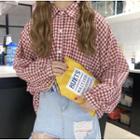 Checked Long Shirt / Crew-neck Tank Top