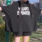 Cutout Shoulder Batwing Elbow-sleeve T-shirt
