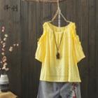 Cold Shoulder Embroidered Blouse