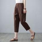 High-waist Linen Cropped Straight-leg Pants