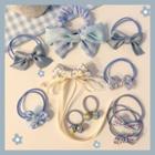 Set Of 10: Hair Tie 3# - Set Of 10 Pcs - Blue - One Size