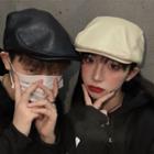 Couple Matching Faux-leather Newsboy Cap