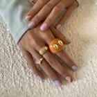 Heart Alloy Ring 2396 - Gold & Brownish Orange - One Size