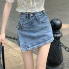 Asymmetrical Denim Skirt / Short-sleeve Top