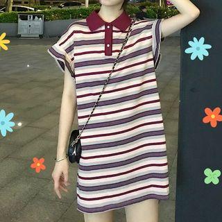 Short-sleeve Mini Striped Polo Dress