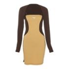 Set: Panel Slit Strappy Mini Bodycon Dress + Plain Long-sleeve Shrug Top