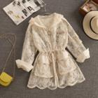 Hooded Drawstring Lace Jacket