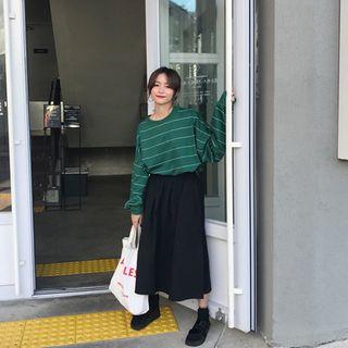 Striped Sweatshirt / Midi Skirt