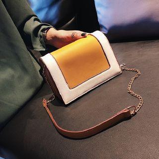 Two Tone Faux Leather Crossbody Bag